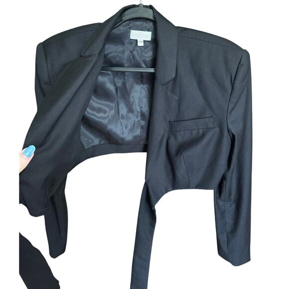 Ronny Kobo Zuna Jacket Cropped Blazer Wrap Tie Long Sleeve Black Size Small - Picture 6 of 13